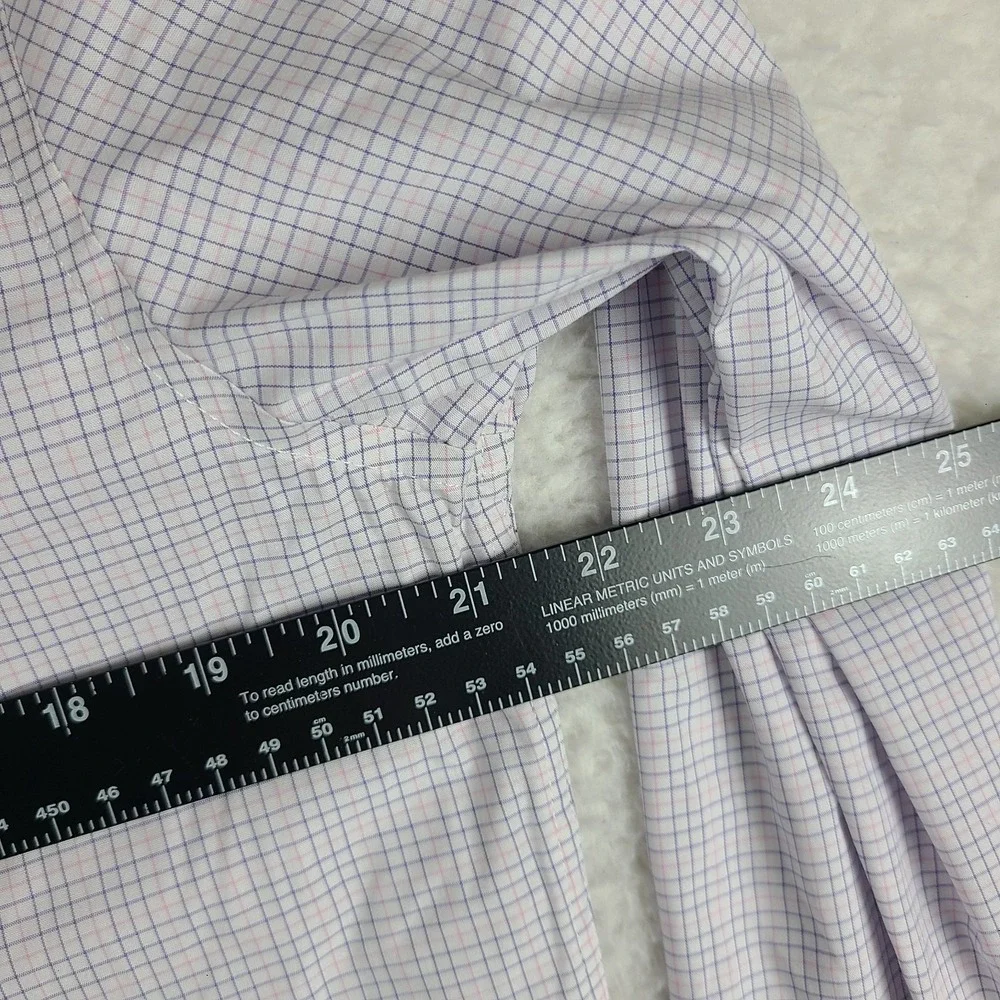 Banana Republic Dress Shirt Mens Medium Purple Pink Check Wrinkle Resistant Slim